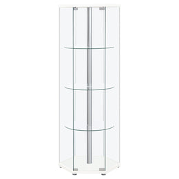Zahavah 4-shelf Hexagonal Clear Glass Curio Cabinet Black