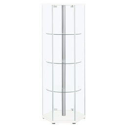 Zahavah 4-shelf Hexagonal Clear Glass Curio Cabinet Black
