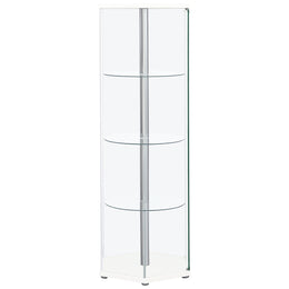 Zahavah 4-shelf Hexagonal Clear Glass Curio Cabinet Black