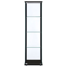 Cyclamen 4-shelf Clear Glass Curio Display Cabinet Black