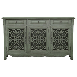 Madeline 3-drawer Scrollwork Accent Cabinet Antique Green