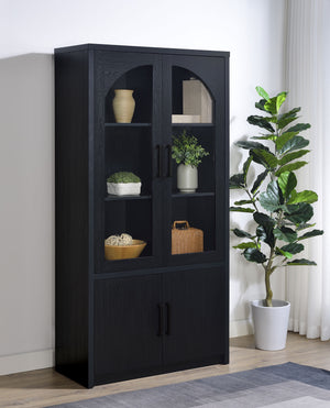 Riva 4-door Tall Accent Display Cabinet LED Lighting Black