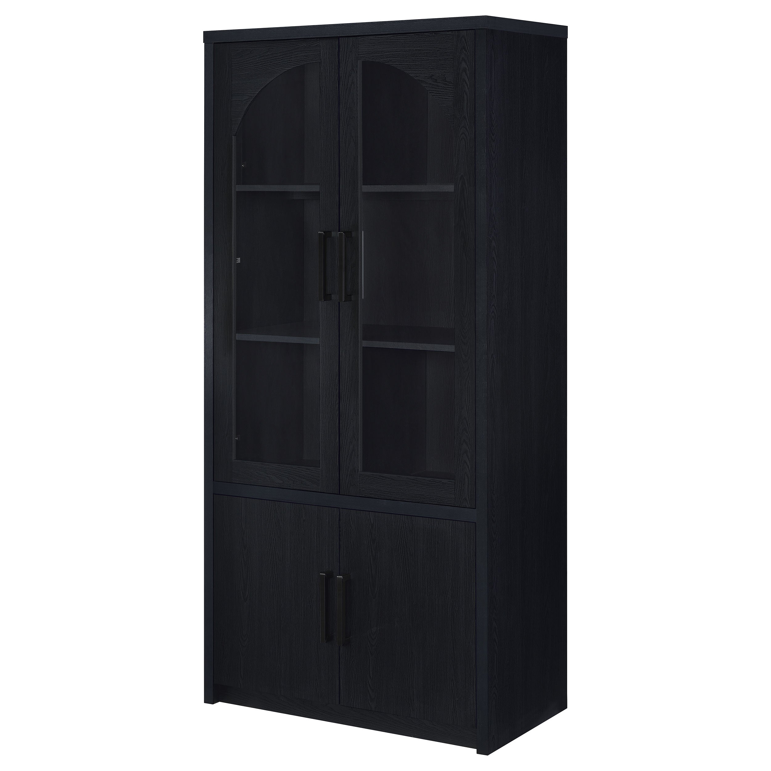 Riva 4-door Tall Accent Display Cabinet LED Lighting Black
