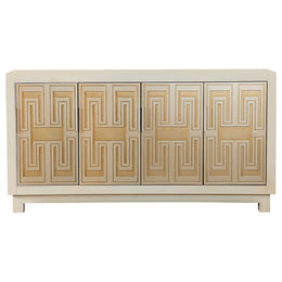 Voula 4-door Wood Accent Storage Cabinet White and Gold