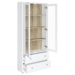 Hawthorne 4-shelf Glass Door Tall Cabinet with Drawers