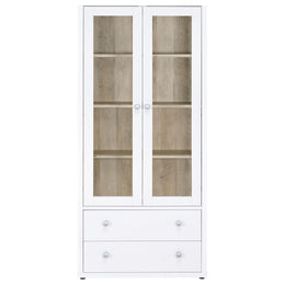 Hawthorne 4-shelf Glass Door Tall Cabinet with Drawers