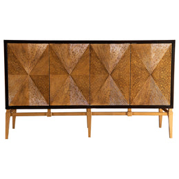 Zira 4-door Wood Parquet Storage Accent Cabinet Brown