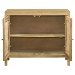 Zamora 3-door Wood Accent Cabinet with Woven Cane Natural