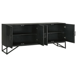 Riddell 4-door Wood Reeding Accent Cabinet Matte Black