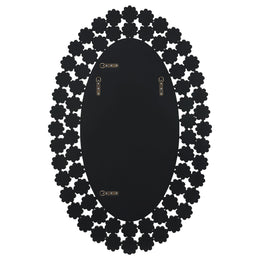 Colleen 31 x 47 Inch Oval Wall Mirror Crystal Flowers Silver
