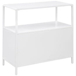 Amherst 3-shelf Radio Weave Cane Metal Accent Cabinet White
