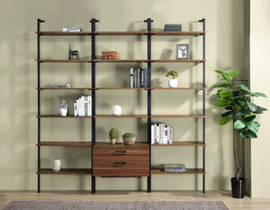 Owens  96-inch Wall Mounted Bookshelf Set Walnut