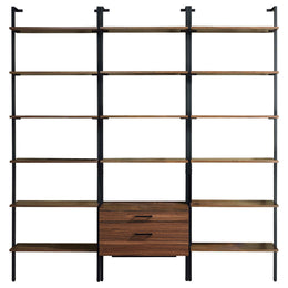 Owens  96-inch Wall Mounted Bookshelf Set Walnut