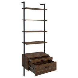 Owens  96-inch Wall Mounted Bookshelf Set Walnut