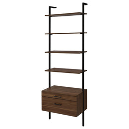 Owens  96-inch Wall Mounted Bookshelf Set Walnut