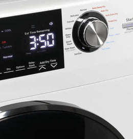 GE - 2.4 Cu. Ft. High-Efficiency Front Load Washer and Electric Condenser Dryer Combo with Steam and Sanitize - White