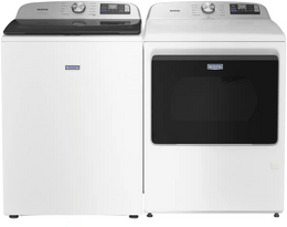 Package - Maytag - 5.3 Cu. Ft. High-Efficiency Smart Top Load Impeller Washer with Extra Power and 7.4 Cu. Ft. Smart Gas Dryer with Extra Power and Advanced Moisture Sensing - White