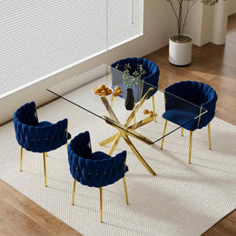 Ashveen Rectangular Restaurant Dining Set (Blue)