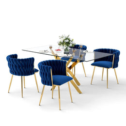 Ashveen Rectangular Restaurant Dining Set (Blue)