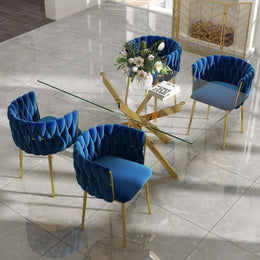 Ashveen Rectangular Restaurant Dining Set (Blue)