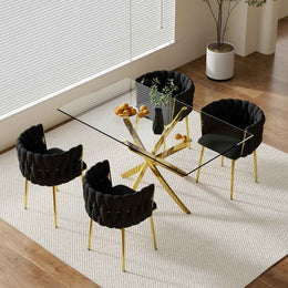 Ashveen Rectangular Restaurant Dining Set (Black)