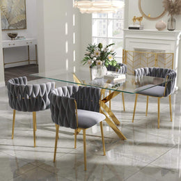 Ashveen Rectangular Restaurant Dining Set (Gray)