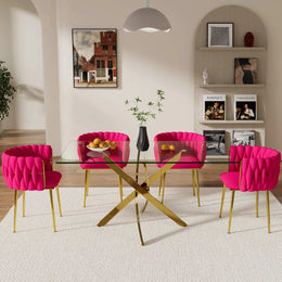 Ashveen Rectangular Restaurant Dining Set (Rose Red)