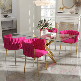 Ashveen Rectangular Restaurant Dining Set (Rose Red)