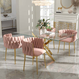 Ashveen Rectangular Restaurant Dining Set (Pink)