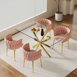 Ashveen Rectangular Restaurant Dining Set (Pink)