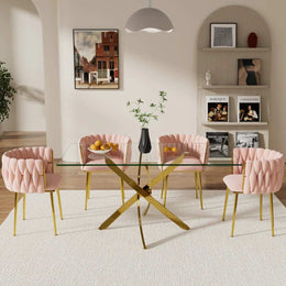 Ashveen Rectangular Restaurant Dining Set (Pink)