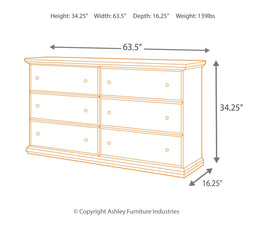 Maribel Six Drawer Dresser