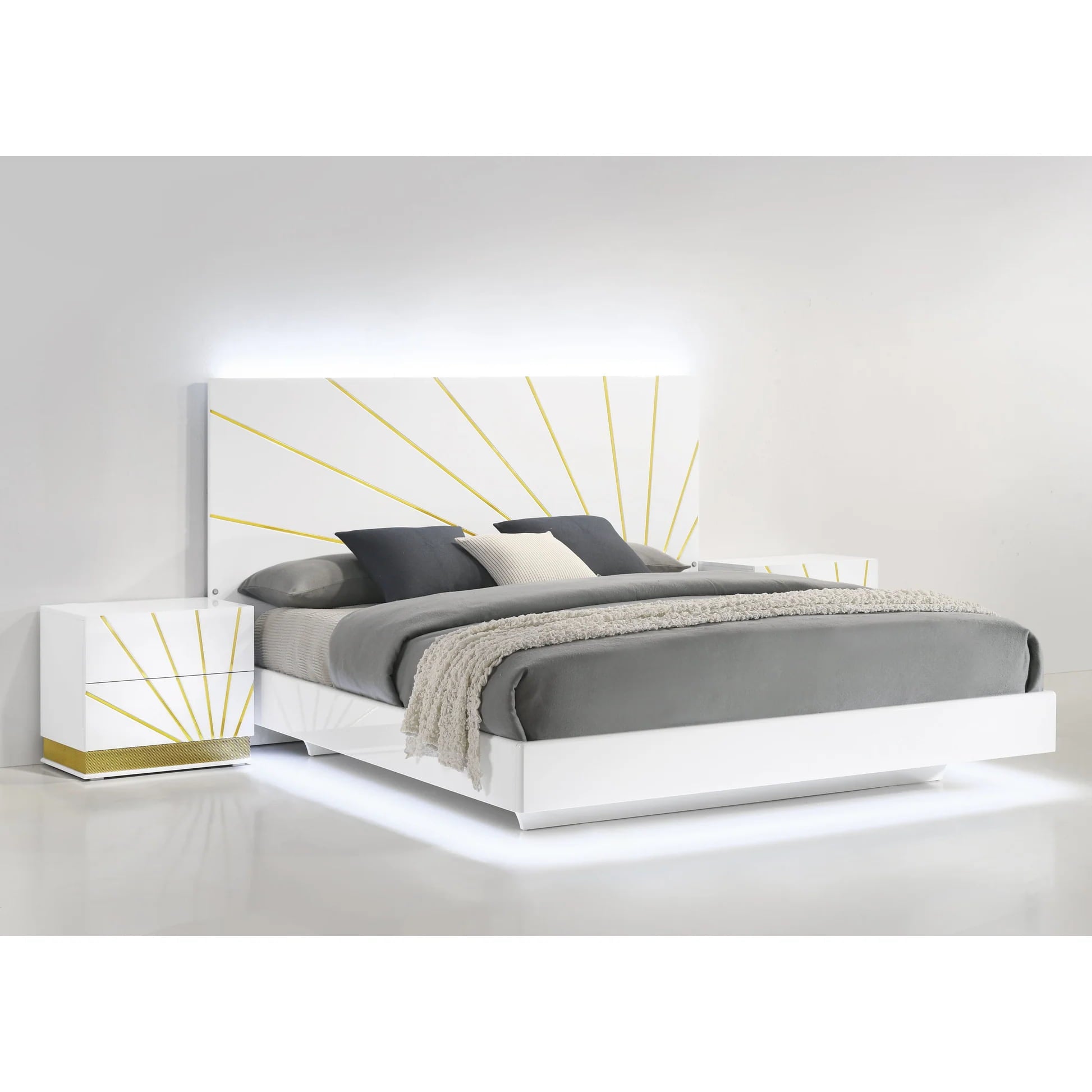 Safa (White/Gold) Bedroom Set