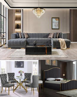 Zuma Gray 3 Room Package Mattress and 55” Smart Tv Included