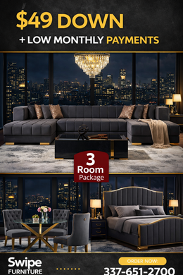 Zuma Gray 3 Room Package Mattress and 55” Smart Tv Included