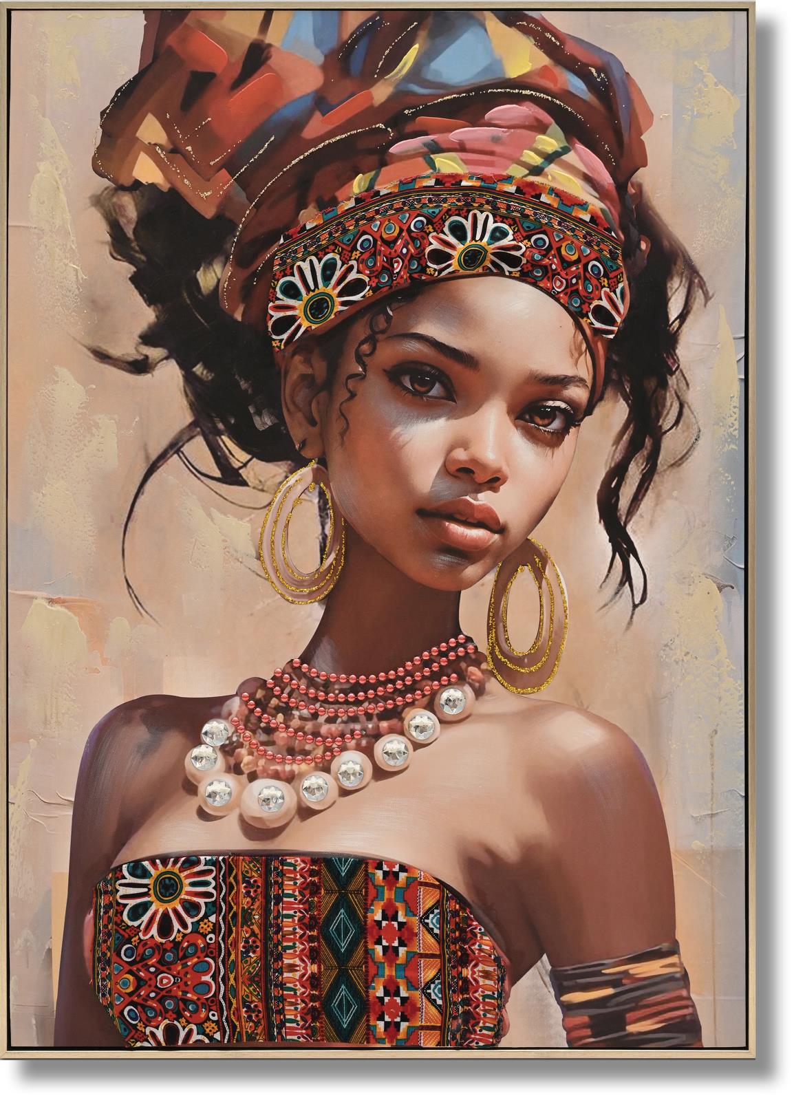 Hand Painted Framed Textured Canvas - Dazzled Woman Ii Curated Canvas