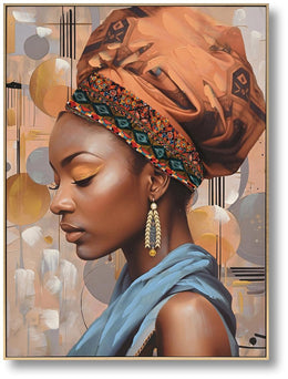 Hand Painted Framed Textured Canvas - Woman Of Orange Curated Canvas