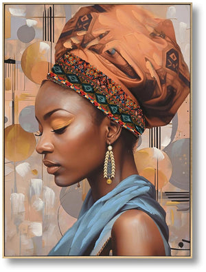Hand Painted Framed Textured Canvas - Woman Of Orange Curated Canvas