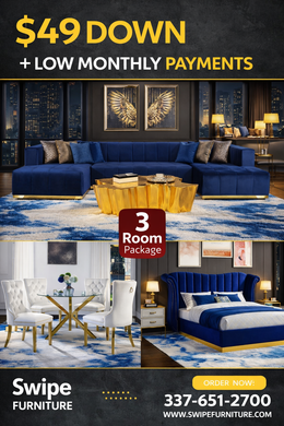 Elisha Blue 3 Room Package Mattress and 55” Smart Tv Included