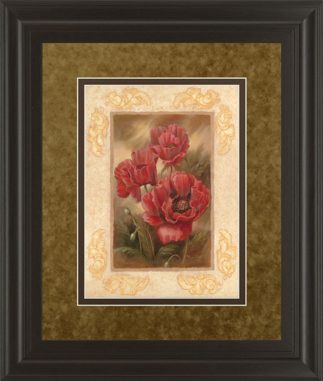 Daphne'S Poppies By Vivian Flasch 34X40 Framed Print