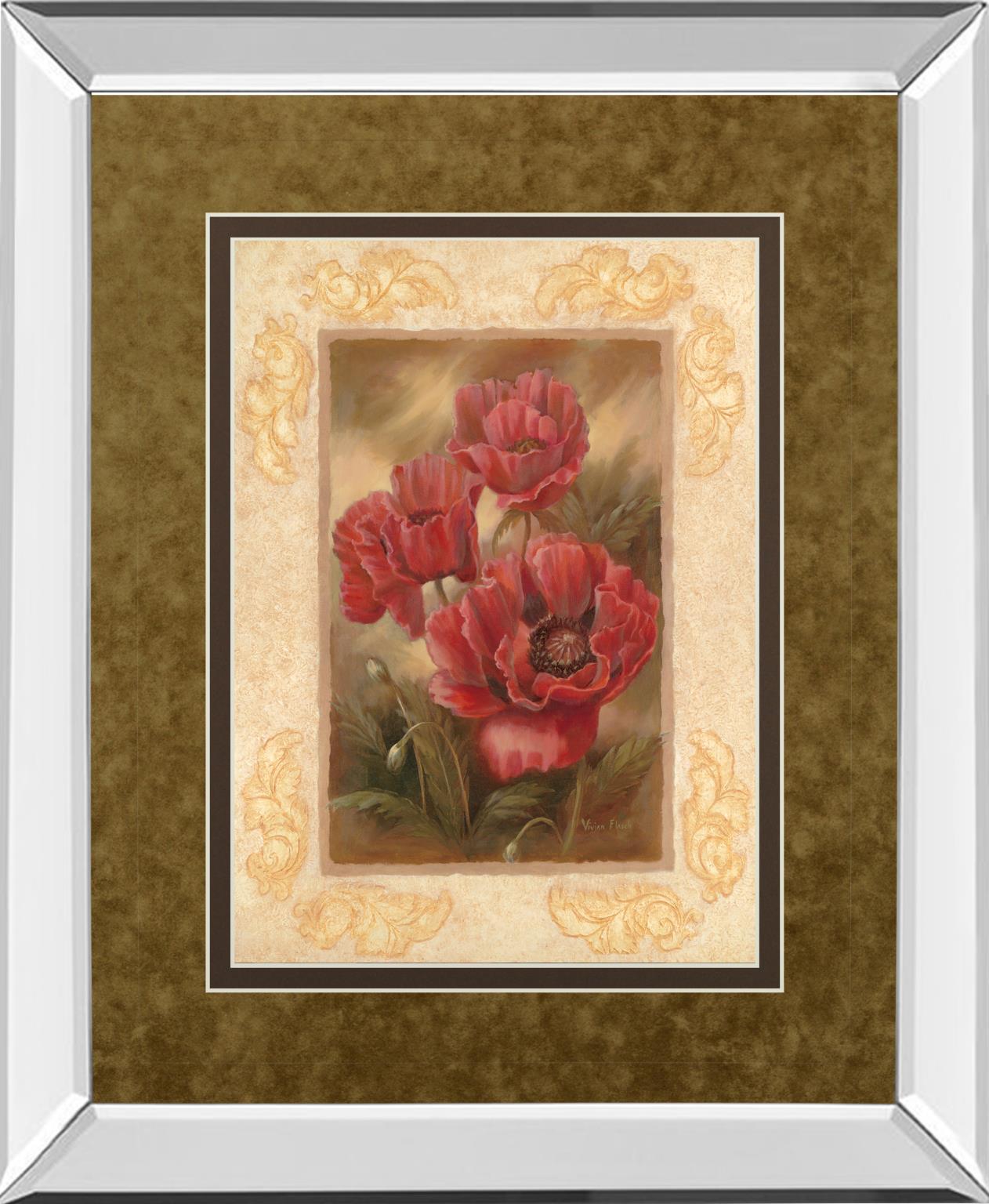 Mirrored Frame Daphne'S Poppies By Vivian Flasch 34X40 Mirror Frame Print