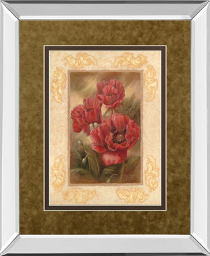 Mirrored Frame Daphne'S Poppies By Vivian Flasch 34X40 Mirror Frame Print