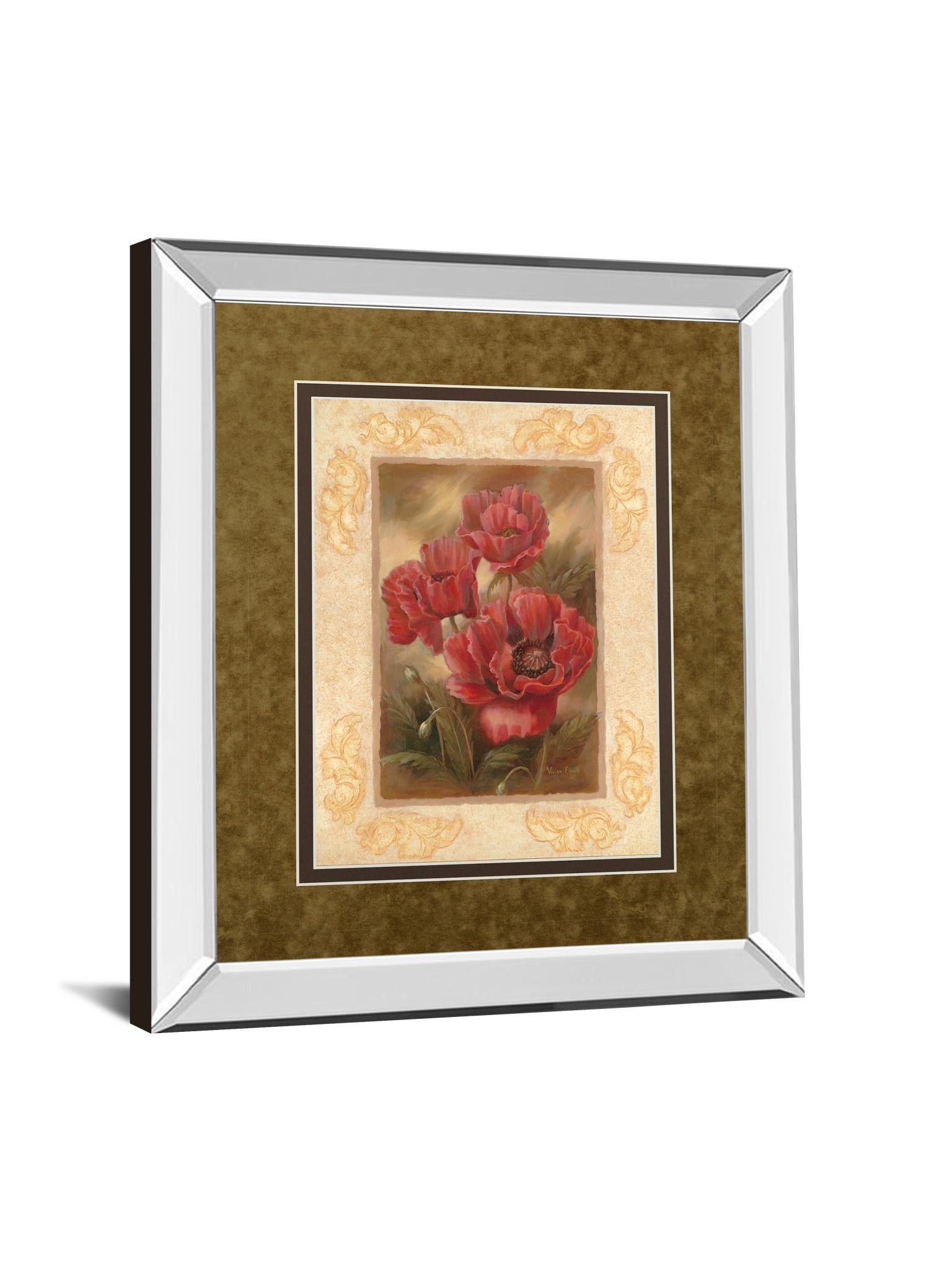 Mirrored Frame Daphne'S Poppies By Vivian Flasch 34X40 Mirror Frame Print