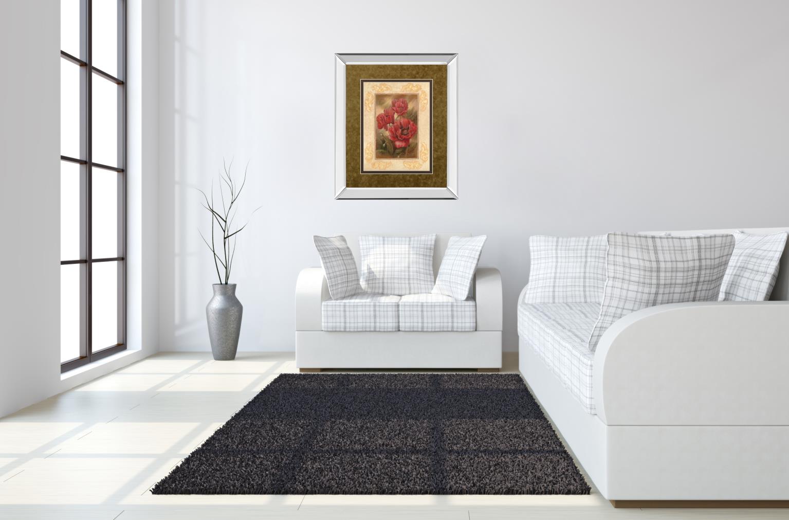Mirrored Frame Daphne'S Poppies By Vivian Flasch 34X40 Mirror Frame Print