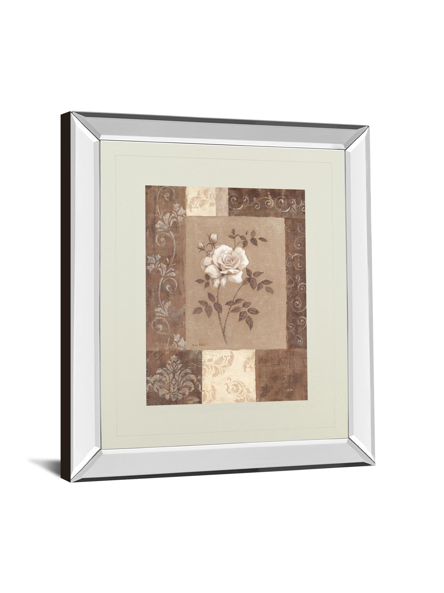 Mirrored Frame Single Rose By Vivian Flasch 34X40 Mirror Frame Print