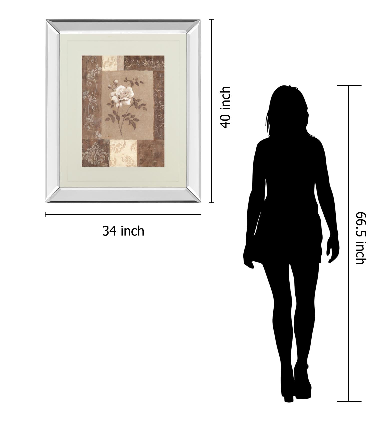 Mirrored Frame Single Rose By Vivian Flasch 34X40 Mirror Frame Print