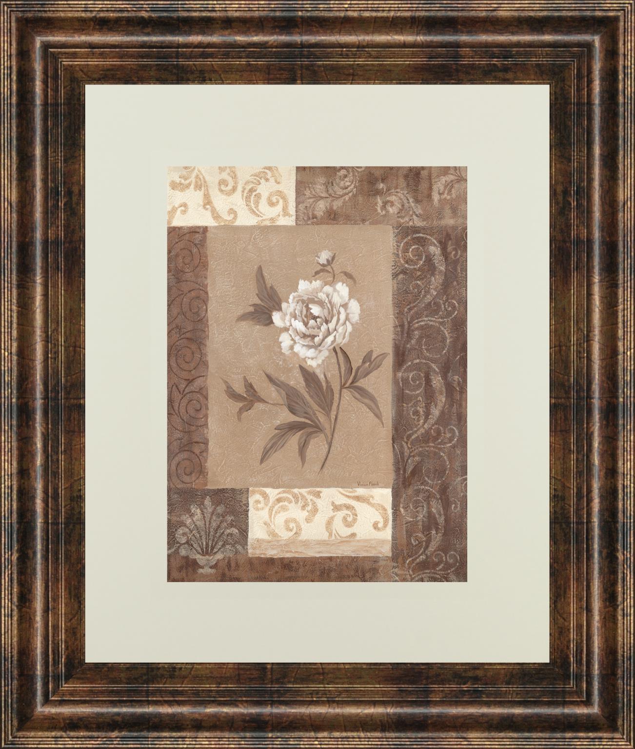 Single Peony By Vivian Flasch 34X40 Framed Print