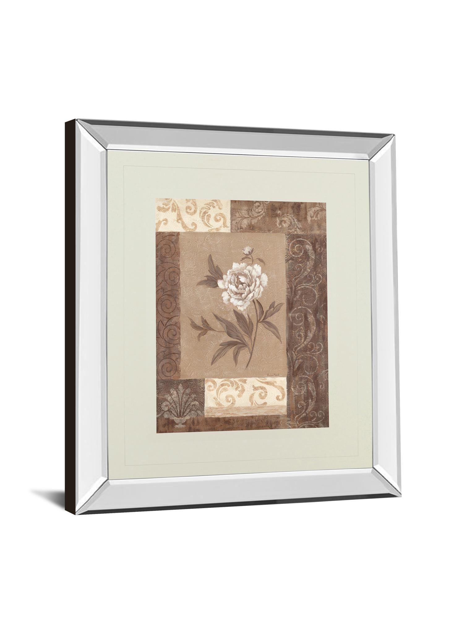 Mirrored Frame Single Peony By Vivian Flasch 34X40 Mirror Frame Print