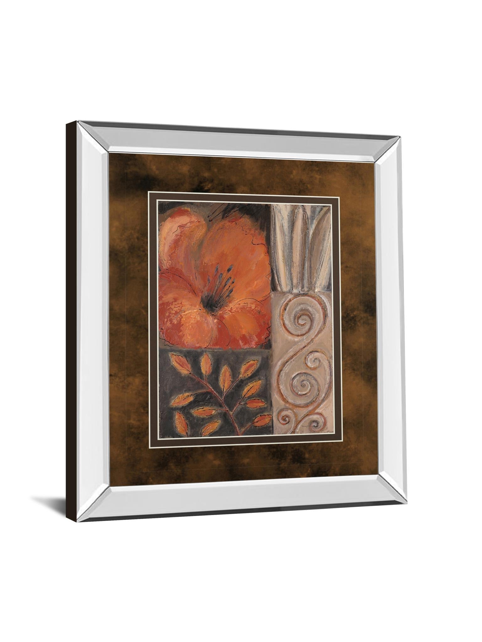 Mirrored Frame Orange Burst I By Rosie Abraham 34X40 Mirror Frame Print