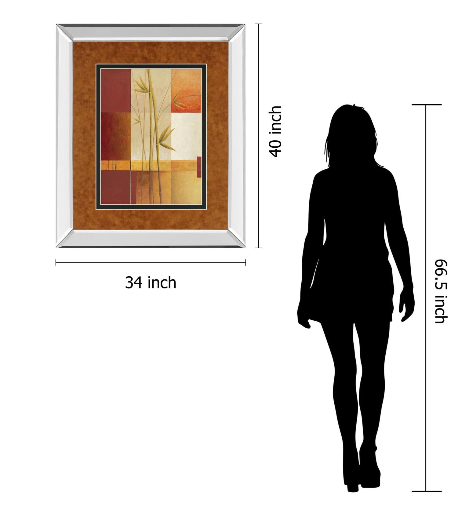 Mirrored Frame Contemporary Bamboo I By Estudio Arte 34X40 Mirror Frame Print